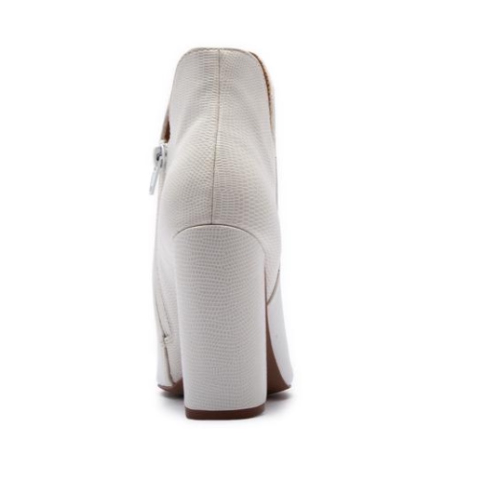 White Ankle Booties With Embossed Detailing - Picture 7 of 8